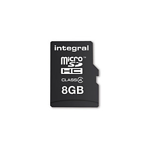 Integral 8GB MICROSDHC MEMORY CARD CLASS 4, 8 Go, MicroSD, UHS-I, 4 Mo/s, Class 1 (U1), Noir INMSDH8G4V2