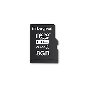 Integral 8GB MICROSDHC MEMORY CARD CLASS 4, 8 Go, MicroSD, UHS-I, 4 Mo/s, Class 1 (U1), Noir INMSDH8G4V2 Integral 8GB MICROSDHC MEMORY CARD CLASS 4, 8 Go, MicroSD, UHS-I, 4 Mo/s, Class 1 (U1), Noir INMSDH8G4V2