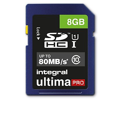 Integral 8GB ULTIMAPRO SDHC/XC 80MB CLASS 10 UHS-I U1, 8 Go, SD, UHS-I, 80 Mo/s, Class 1 (U1), Bleu INSDH8G10-80U1 - 1