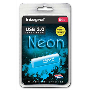 INTEGRAL Clé USB 3.0 Neon 64Go Bleue INFD64GBNEONB3.0