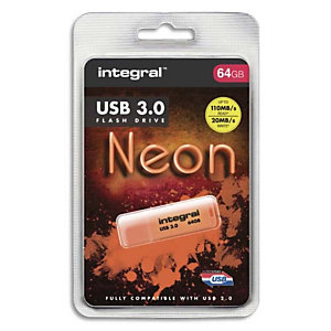 INTEGRAL Clé USB 3.0 Neon 64Go Orange INFD64GoNEONOR3.0