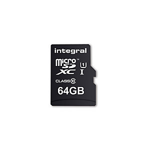 Integral INMSDX64G10-90U1, 64 Go, MicroSD, UHS-I, 90 Mo/s, Class 1 (U1), Noir