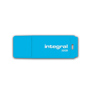 INTEGRAL MEMORY Clé USB 2.0 Neon - 32 Go – bleu (Lot de 2 clés + 1 GRATUITE)