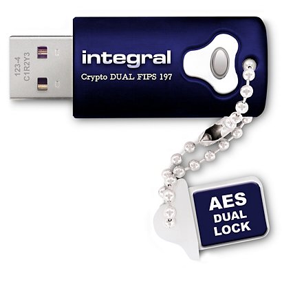 INTEGRAL MEMORY Clé USB 3.0  FIPS 197 Crypto Dual, chiffrement 256 bits - 16 Go - Bleu - 1