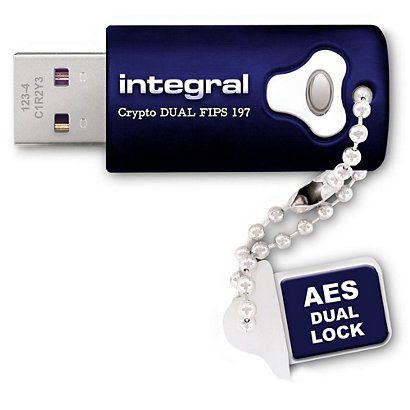 INTEGRAL MEMORY Clé USB 3.0  FIPS 197 Crypto Dual, chiffrement 256 bits - 32 Go - Bleu - 1