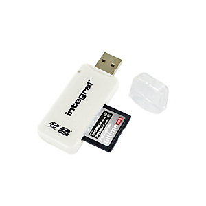 Integral USB2.0 CARDREADER SINGLE SLOT SD ETAIL, SD, SDHC, SDXC, Blanc, Windows Vista, 7, 8, 10, Mac OS X+ & Linux, USB 2.0, Windows 7 Home Basic, Win