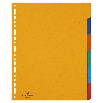 Intercalaires maxi carton 24,5 cm avec 6 touches colorés