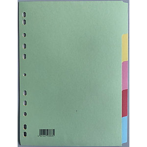 Intercalaires neutres A4 carte standard 175 g/m² - 5 onglets couleur