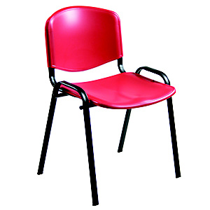 Iso Silla de reunión, apilable, estructura metálica, rojo