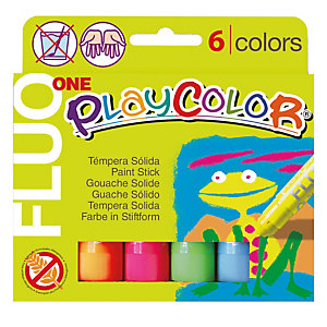 ISTANT Tempera solida in stick Playcolor - 10 gr - colori fluo - Instant - astuccio 6 stick fluo