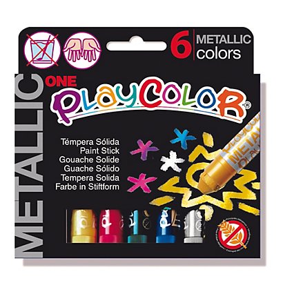 ISTANT Tempera solida in stick Playcolor - 10gr - colori assortiti - Instant - astuccio 6 stick metal - 1