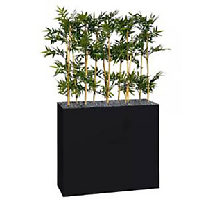 Jardinière artificielle haute sur roulettes - Composition florale en bambou - Noir