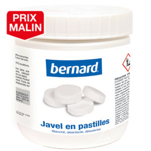Javel en pastilles nettoyantes désinfectantes Bernard, boîte de 150