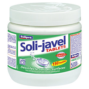 Javel en pastilles désinfectantes Solipro Soli-Javel, boîte de 150