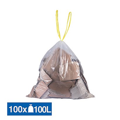 JET'SAC 100 sacs poubelle à poignées coulissantes 100 L transparents
