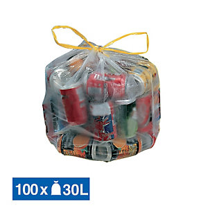JET'SAC 100 sacs poubelle à poignées coulissantes 30 L transparents