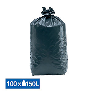 JET'SAC 100 sacs poubelle Tradition 150 L qualité super épaisse coloris gris