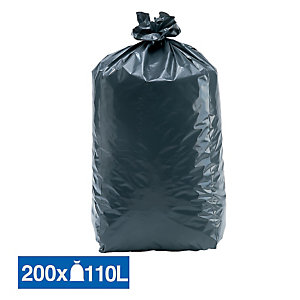 JET'SAC 200 sacs poubelle Tradition 110 L qualité super épaisse coloris gris