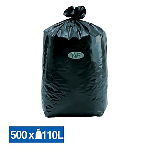 JET'SAC 500 sacs poubelles NF en fléxitène 110 L coloris noir