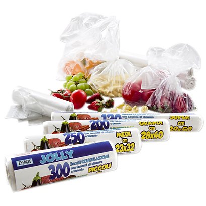 Jolly Sacchetti per congelare e conservare alimenti, 23 x 32 cm,  Trasparenti (confezione 250 pezzi) - Sacchetti in Plastica