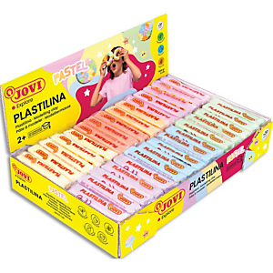 JOVI Plastilina, présentoir de 30x50g de pâte à modeler végétale (5 unités x 6 couleurs) couleurs pastel