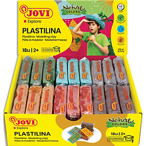 JOVI Plastilina, présentoir de pâte à modeler 18 x 50 gr, couleurs naturel (3 unités x 6 couleurs) JOVI Plastilina, présentoir de pâte à modeler 18 x 50 gr, couleurs naturel (3 unités x 6 couleurs)