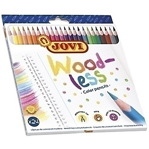 JOVI Woodless Lápices de colores, triangular, estuche de 24, colores surtidos JOVI Woodless Lápices de colores, triangular, estuche de 24, colores surtidos