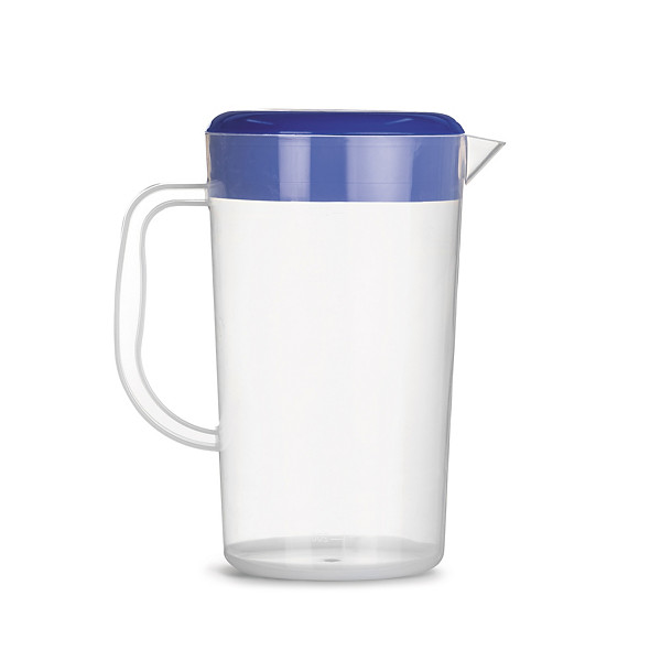 Jug with Lid, 2.4L, Polypropylene Clear/Blue