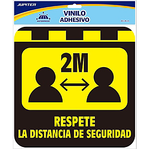 Jupiter Vinilos adhesivos cuadrados, protección Covid-19, mensaje "respete la distancia de seguridad"