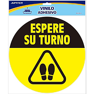 Jupiter Vinilos adhesivos redondos, protección Covid-19, mensaje "espere su turno"