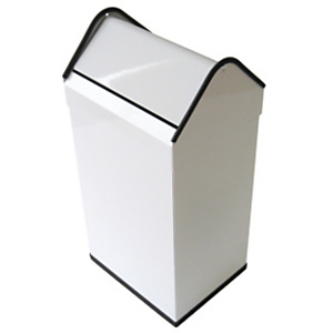 JVD Papelera de tapa basculante, metal cincado, 40 l, blanco