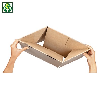 Kartónová krabica 250x250x150 mm, automatické dno, hnedá, klopová, trojvrstvová vlnitá lepenka (3VVL) | RAJA - 1