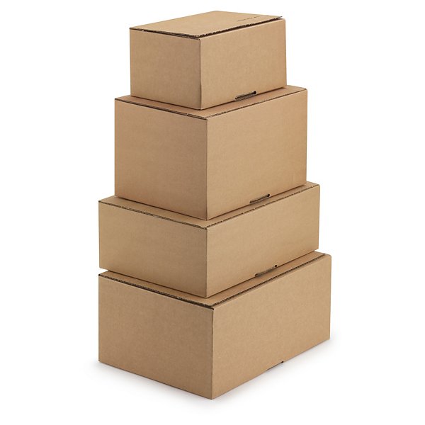 Kartónová krabica 310x230x110 mm, automatické dno, dvojitý samolepiaci prúžok, hnedá, klopová, trojvrstvová vlnitá lepenka (3VVL) | RAJA - 3