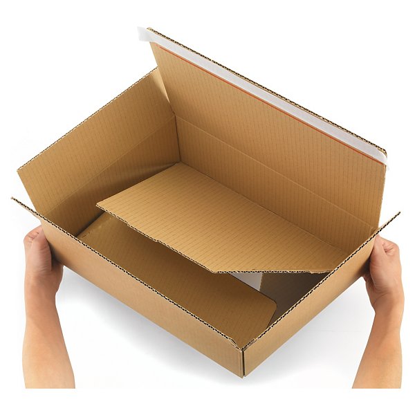 Kartónová krabica 310x230x160 mm, automatické dno, samolepiaci prúžok, hnedá, klopová, trojvrstvová vlnitá lepenka (3VVL) | RAJA - 2