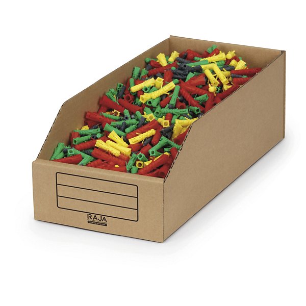 Kartónový regálový zásobník, skladací 423 x 246 x 75/120 mm, hnedý, objem 11 l, nosnosť 3 kg | RAJA - 4