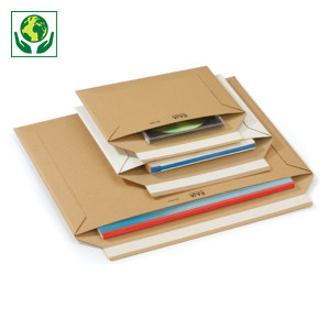 Karton-Versandtaschen mit Haftklebeverschluss braun/weiß, 70 % recycelt RAJA