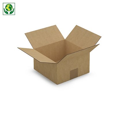 Kartonová krabice 200x200x110mm, hnědá, klopová,
třívrstvá vlnitá lepenka (3VVL) | RAJA - 1
