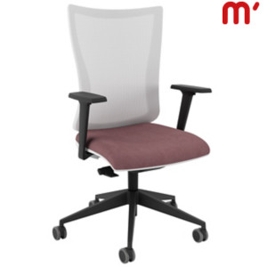 KASTEL Sedia operativa ergonomica Kuper con braccioli, Tessuto poliestere ignifugo, Bianco/Cipria KASTEL Sedia operativa ergonomica Kuper con braccioli, Tessuto poliestere ignifugo, Bianco/Cipria