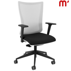 KASTEL Sedia operativa ergonomica Kuper con braccioli, Tessuto poliestere ignifugo, Bianco/Nero KASTEL Sedia operativa ergonomica Kuper con braccioli, Tessuto poliestere ignifugo, Bianco/Nero