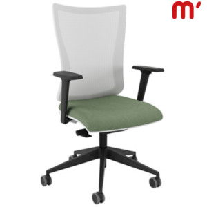 KASTEL Sedia operativa ergonomica Kuper con braccioli, Tessuto poliestere ignifugo, Bianco/Verde Acqua KASTEL Sedia operativa ergonomica Kuper con braccioli, Tessuto poliestere ignifugo, Bianco/Verde Acqua