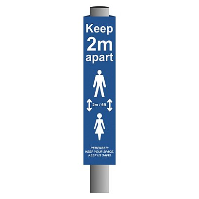 Keep 2m Apart Covers for Bollards and Posts, blue, 100mm dia - 1