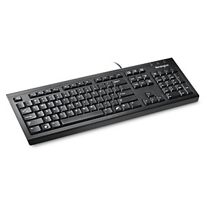 Kensington Clavier filaire ValuKeyboard USB, Taille réelle (100 %), Avec fil, USB, AZERTY, Noir 1500109FR