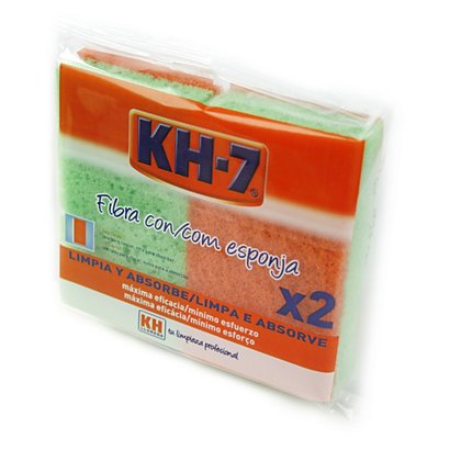 KH-7 Estropajos de fibra naranja con esponja, 6,5 x 11 cm