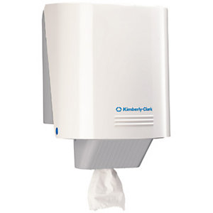 Kimberly-Clark Professional Dispensador de toallitas de papel para manos con salida central, plástico ABS, 383 x 262 x 272 mm, blanco