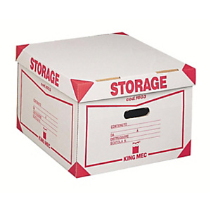 KING MEC Contenitore archivio con coperchio Linea Storage, 41 x 43 x 27 cm, Cartone riciclato, Bianco/Rosso (confezione 12 pezzi) KING MEC Contenitore archivio con coperchio Linea Storage, 41 x 43 x 27 cm, Cartone riciclato, Bianco/Rosso (confezione 12 pezzi)