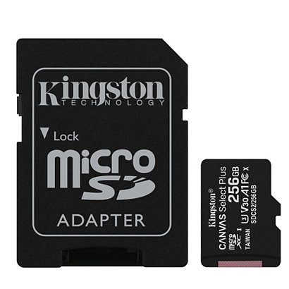 KINGSTON, Memory card, 256gb micsd canvasselectplus+adp, SDCS2/256GB - 1