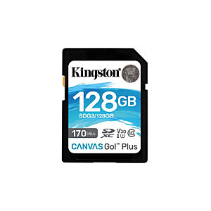Kingston Technology Canvas Go! Plus, 128 Go, SD, Classe 10, UHS-I, 170 Mo/s, 90 Mo/s SDG3/128GB