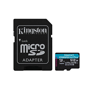 Kingston Technology Canvas Go! Plus, 512 Go, MicroSD, Classe 10, UHS-I, 170 Mo/s, 90 Mo/s SDCG3/512GB