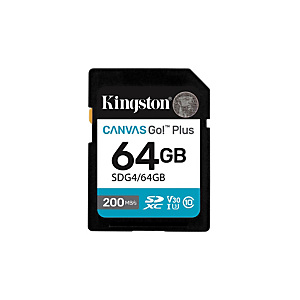 Kingston Technology Canvas Go! Plus 64 Go SDXC Canvas Go Plus Gen4 200 Mo/s C10 UHS-I U3 V30, 64 Go, SDXC, Classe 10, UHS-I, 200 Mo/s, 100 Mo/s SDG4/6 Kingston Technology Canvas Go! Plus 64 Go SDXC Canvas Go Plus Gen4 200 Mo/s C10 UHS-I U3 V30, 64 Go, SDXC, Classe 10, UHS-I, 200 Mo/s, 100 Mo/s SDG4/6