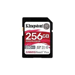 Kingston Technology Canvas React Plus, 256 GB, SDXC, Clase 10, UHS-II, 280 MB/s, 150 MB/s SDR2V6/256GB
